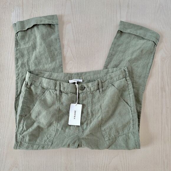 Frame Denim Le Beau Linen Capri Pant NWT - Picture 5 of 5